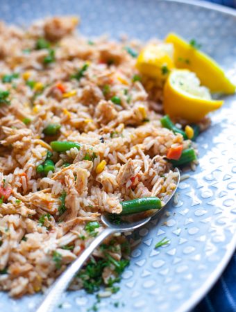Spicy Rice and Chicken Strips - Easy and delish recipe for leftover chicken