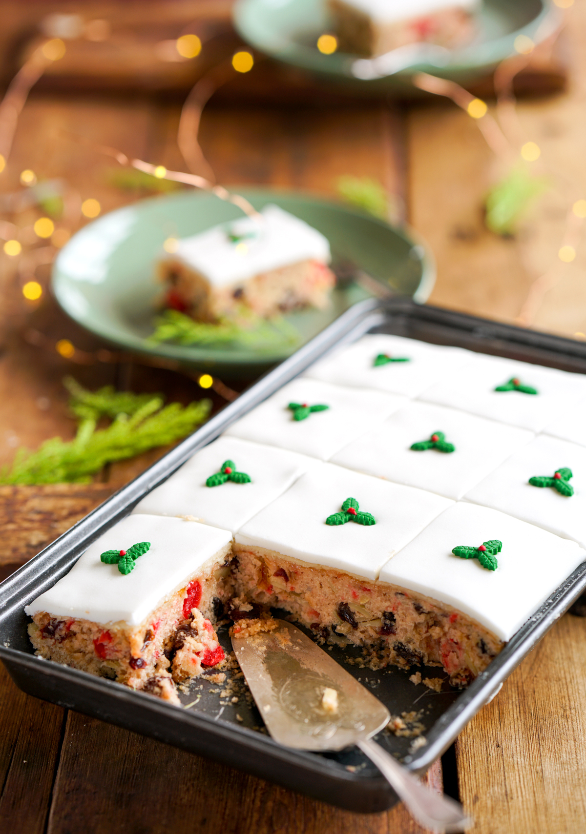 Christmas Sheet Cake - Perfect slices of delicious fruit cake