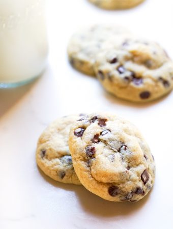 Chocolate Chip Cookies with a Glass of Milk