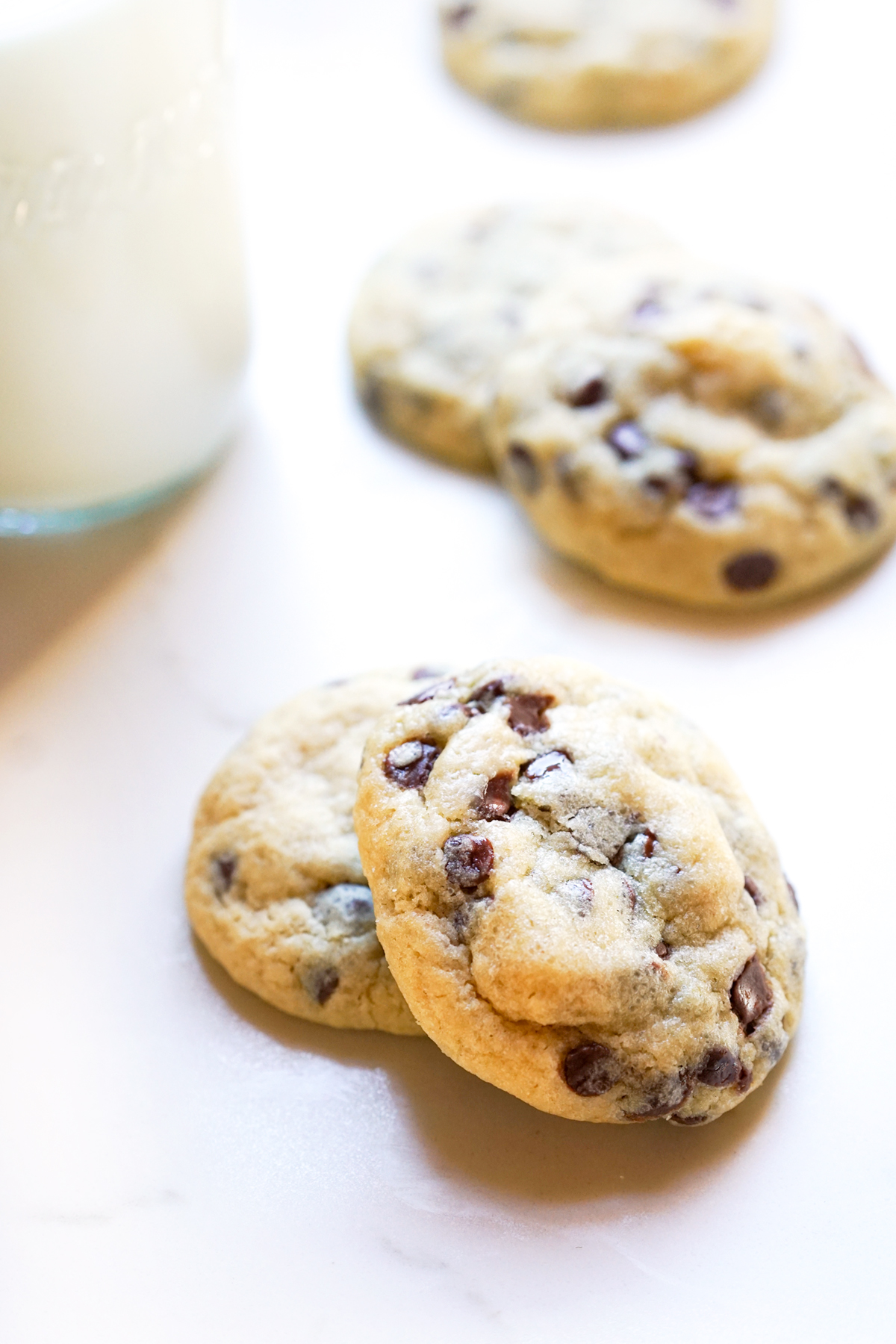 Chocolate Chip Cookies with a Glass of Milk