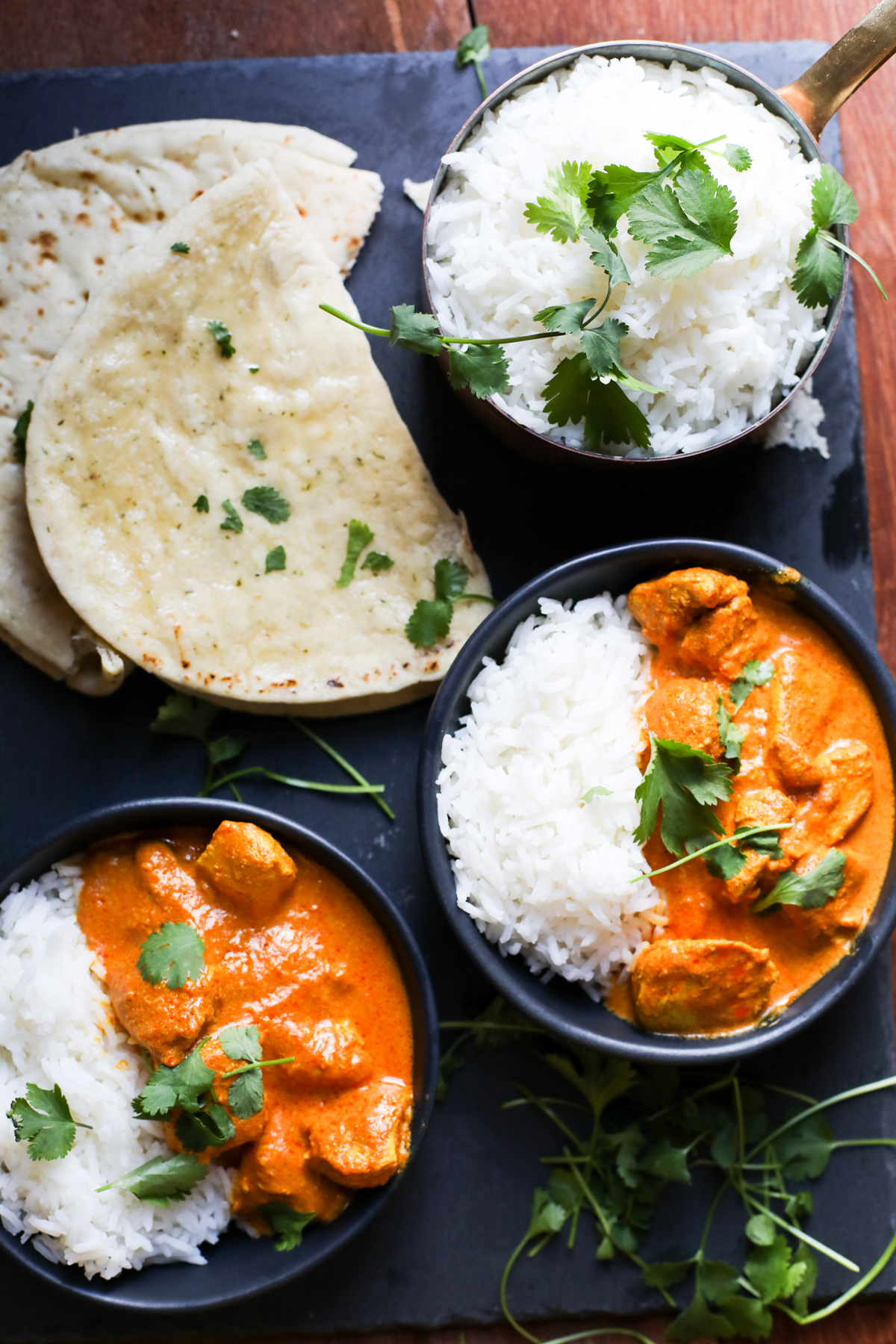 butter chicken and basmati rice