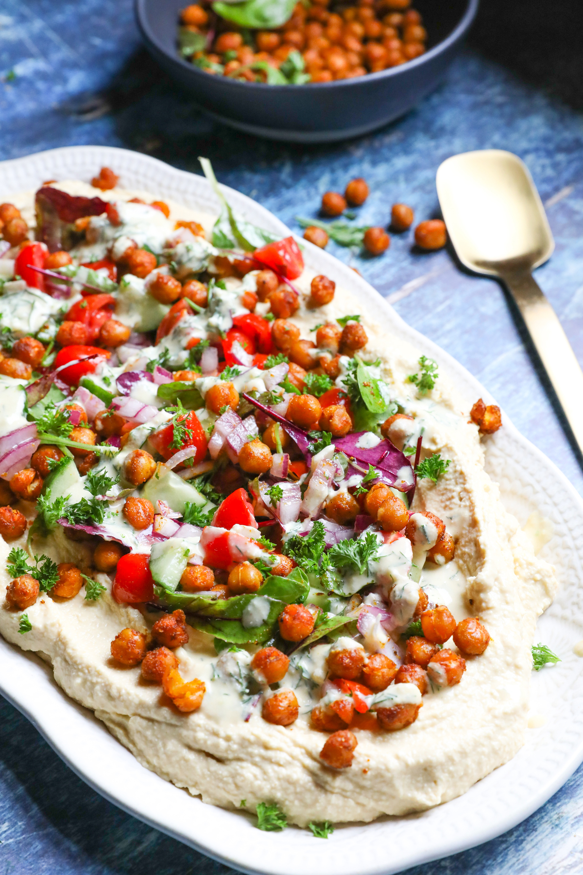 Chickpea and Hummus Salad with Vegan Dressing