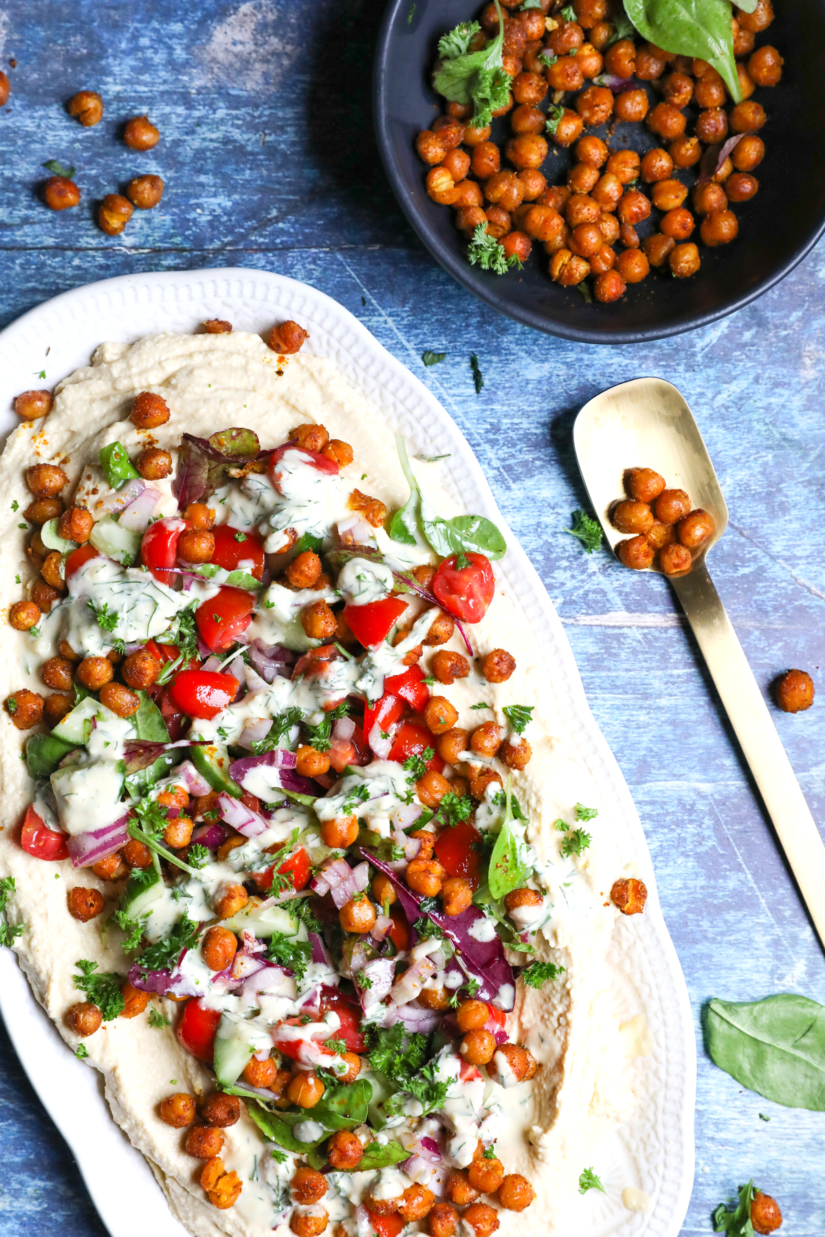 Hummus and Chickpea Salad with Vegan Dressing