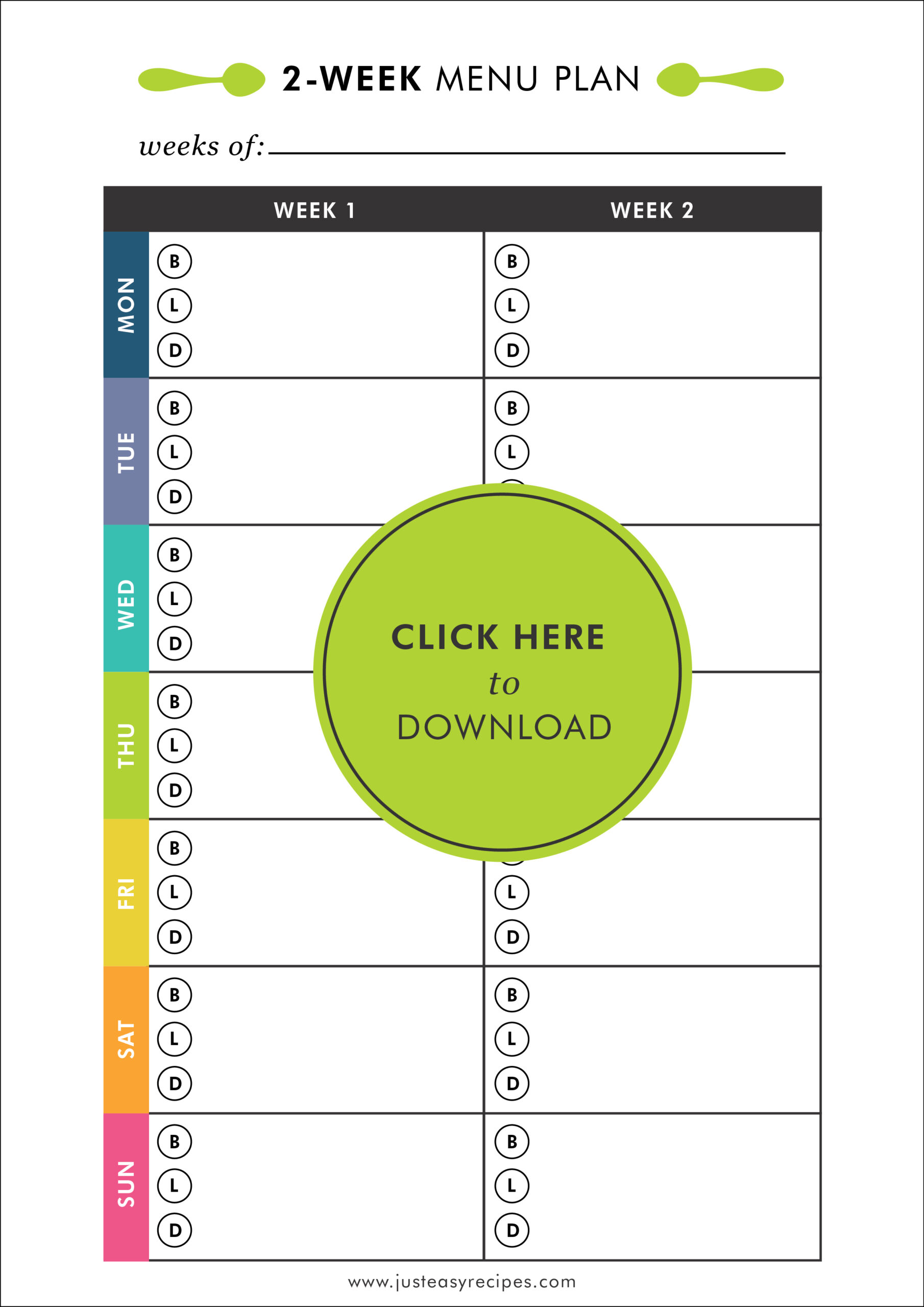 Free Meal Plan Printables - Just Easy Recipes